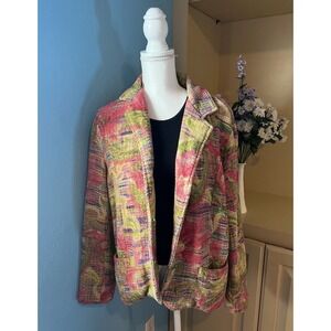 Womens 90s XL 16 Floral Boho Tapestry Artsy‎ Jacket Fall Cottagecore Multicolor